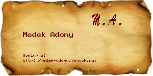 Medek Adony névjegykártya